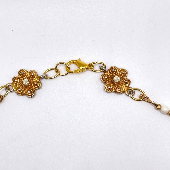 Statement Necklace Natural Shell Freshwater Pearl Czech Glass - Picture 15 of 16